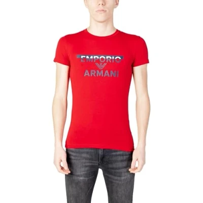 Image of Emporio Armani Men&#039;s Megalogo Crew Neck T shirt Shirt, Red, M UK