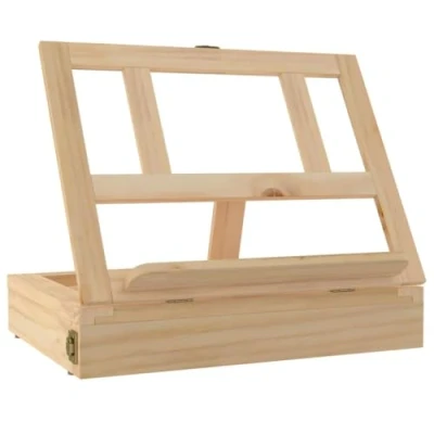 Image of &#039;vidaXL Solid Pine Wood Table Easel Adjustable Angle &amp; Portable with Built in Drawer for Artists, Students, and Professionals Easy Organization, Foldable Storage