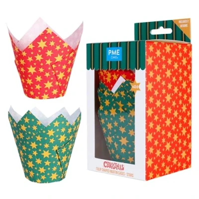Image of PME Christmas Tulip Muffin Cases Stars (Pack of 24)