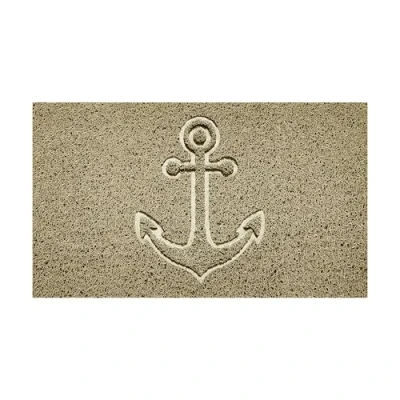 Image of Nicoman Embossed Spaghetti Door Mat Dirt Trapper Jet Washable Doormat 70x43cm (Beige, ANCHOR Shape) Use Indoor or Sheltered Outdoor