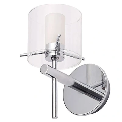 Image of LITECRAFT Lincoln Wall Light Bathroom 1 Arm with Clear Glass Shade Polished Chrome