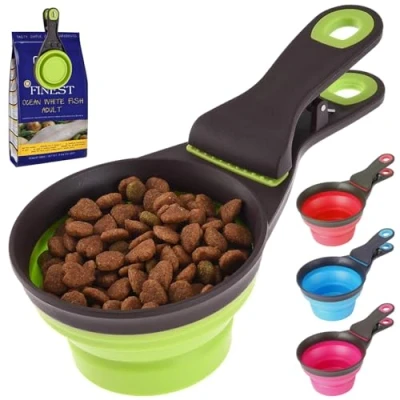Image of MTS 3 in 1 Pet Food Scoop Measuring Cup &amp; Bag Sealing Clip Dog Cat Spoon