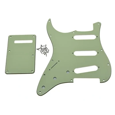 Image of KAISH Lefty ST/Strat Style SSS Pickguard Left Handed Tremolo Trem Cover Back Plate for USA/Mexico Stratocaster/Strat Mint Green 3 Ply