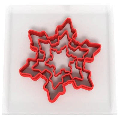 Image of Just Cutters Snowflake Shape Set of 3 Plastic Cutter for Baking, Fondant, Clay, Pastry, Icing, Jewellery (3/5/8CM)