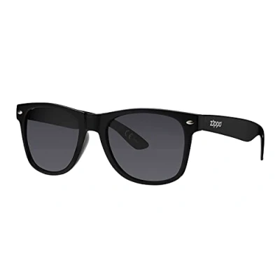 Image of Zippo black frame &amp; temples smoke flash mirror polarized lens Sunglasses black, one size