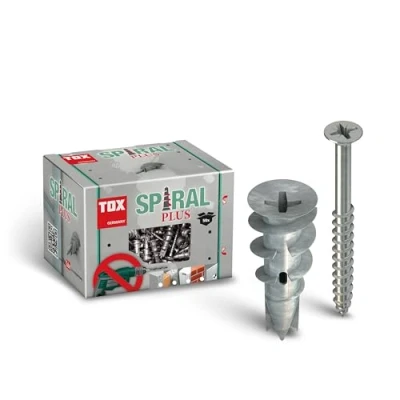 Image of TOX plasterboard dowel Spiral Plus 37 4 with screw, 50 pieces of plugs and screws, 068101041