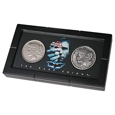 Image of The Noble Collection DC Dark Knight Harvey Dent &amp; Two Face Coin Set 6in (15.5cm) Batman Prop Replica Display Officially Licensed Film Movie Replicas Gifts