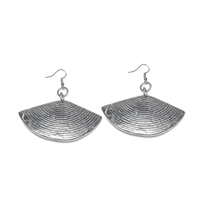Image of VESTOPAZZO Semi moon earrings with raw stripes. Height 3 cm. Handmade from 100% recycled aluminum. Nickel tested. AL17370, small, Aluminium, No Gemstone