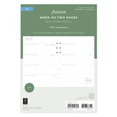 Image of Filofax A5 Eco Week on Two Pages 2024 diary with tabs
