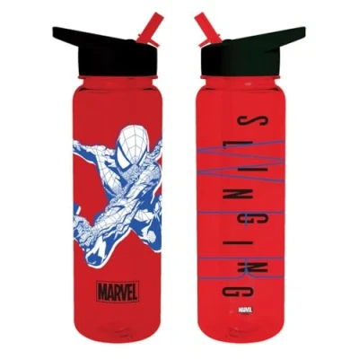 Image of Spider Man Water Bottle (Slinging Design) 700ml Plastic Bottle, Girls Boys Kids Official Merchandise