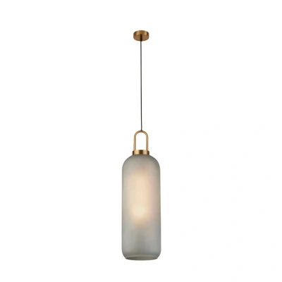 Image of Pipette 1 Light Pendant, Brass, Acid Glass