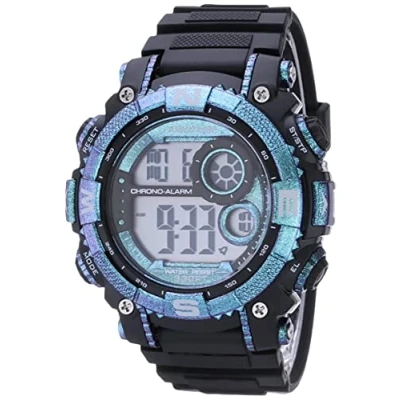 Image of Armitron Sport Men&#039;s Digital Chronograph Resin Strap Watch, 40/8284, Black/Metallic Blue and Purple, 40/8284GXB