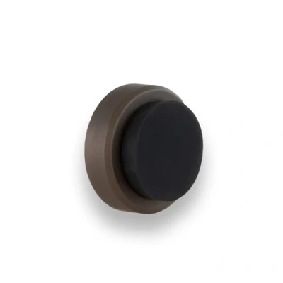 Image of EVI Hardware Adhesive Door Stopper Wall/Cantilever Installation 24 x 14 mm Discreet Size Rustic Finish Brass Includes Screw + Fixing Plug I 205/24 RU