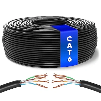 Image of Mr. Tronic Bulk Cat 6 Ethernet Cable 100m, High Speed LAN Network Cable, 100m Cat6 Internet 1 Gbps, 250 MHz, ADSL AWG24 UTP CCA (100 Meter, Black)