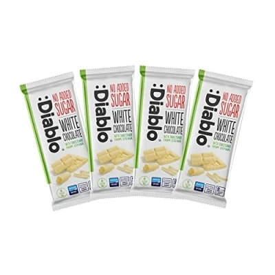 Image of Diablo White Chocolate with Stevia No Added Sugar Gluten Free Hamper Available Perfect for Gifting 75g (Pack Of 4)
