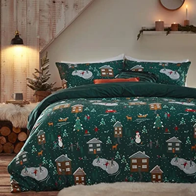 Image of furn. Winter Duvet Cover Set, Pine Green, Single