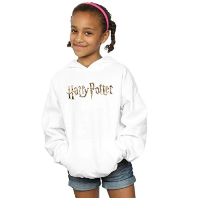 Image of Harry Potter Girls Full Colour Logo Hoodie White 5 6 Years