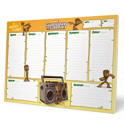 Image of Grupo Erik Marvel Groot Weekly Planner A4 Calendar Family 54 Tear Off Pages Desk Organiser Gifts Friends