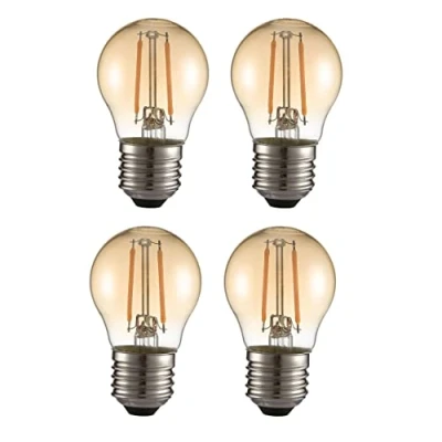 Image of TEKLED® G45 Filament Vintage LED Bulbs E27 Edison Screw Energy Saving 2W Light Bulb 22W Equivalent NONDIMMABLE Amber 2400K 220LM 4 Pack Warm White