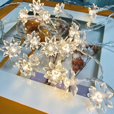 Image of Riaxuebiy Lotus String Light LED Flower Fairy Lights for Bedroom Christmas Wedding Garden Party Decoration (6m/40led)