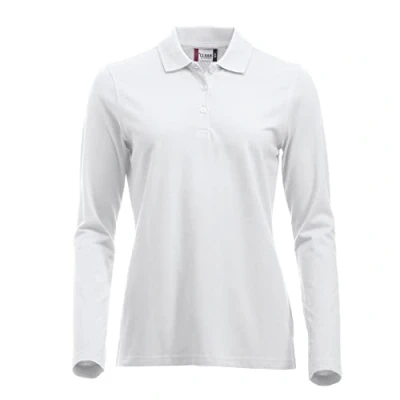 Image of Clique Women&#039;s Classic Long Sleeved Womens Marion Polo Shirt, White, M UK