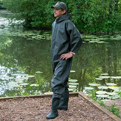 Image of DNA Leisure Mens PVC Full Body Waders Dry Suit With Boots For Floods Work Fishing Heavy Duty (EU Size: 41 UK 7)