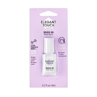 Image of Elegant Touch Brush On Nail Glue Clear 6ml (Packaging may vary)
