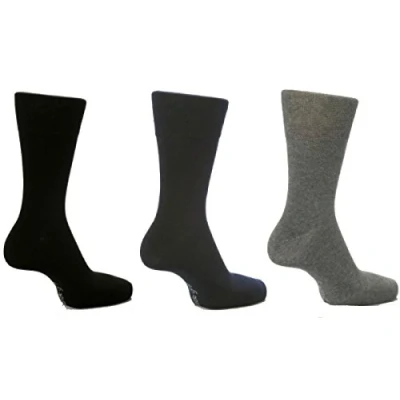 Image of 3 Pairs Mens Gentle Grip HoneyCombe Top Non Elastic Socks by Drew Brady/Various Colour Designs to Choose From/UK Sizes 6 11 and 12 14 (UK Eur 46 50, Dark Assorted)