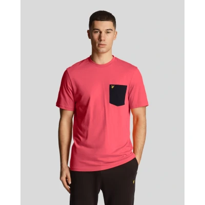 Image of Lyle &amp; Scott Contrast Pocket T Shirt Electric Pink/Dark Navy XXL