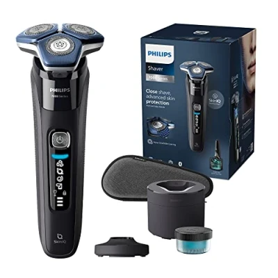 Image of Philips Shaver Series 7000 Wet &amp; Dry Mens Electric with SkinIQ Technology, Pop up Trimmer, Charging Stand, Travel Case, Quick Clean Pod and Cartridge (Model S7886/55)