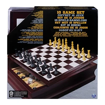 Image of Spin Master Games 10 Family Set in Wood Cabinet, 2 Players