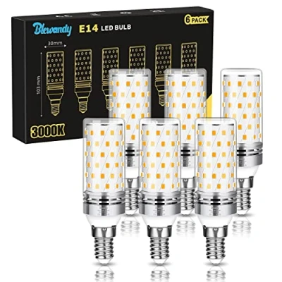 Image of E14 LED Warm White 12 W 1200 lm Light Bulb Replacement 100 Halogen 3000 K Corn No Flickering Non Dimmable Energy Saving Pack of 6