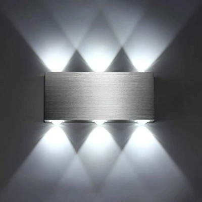 Image of Lightess 6W LED Wall Light Indoor Modern Up Down Brushed Aluminum Lamp LEDs Lighting Fixture for Living Room Bedroom Lounge Corridor Stair Hall Cool White
