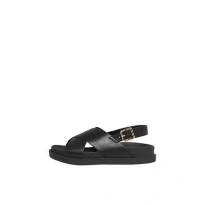 Image of ONLY SHOES Women&#039;s ONLMINNIE 2 PU Slingback Sandal Flat, Black, 4 UK