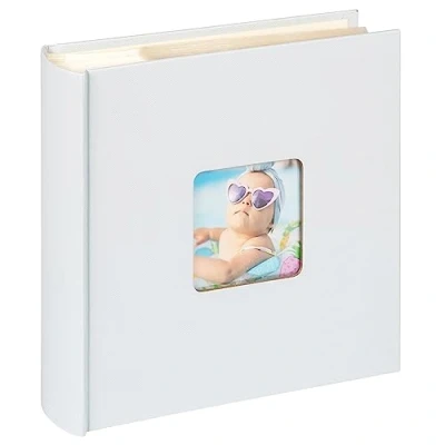 Image of walther design Fun ME 110 BL Photo Album, Memo Slip In Album with Cover Cut Out, 200 Photos, 10 x 15 cm, Light Blue