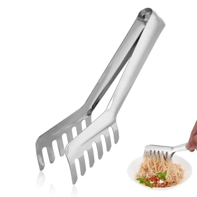 Image of 8.7inch Kitchen Tongs,Cooking Tongs Stainless Steel Non Stick Barbecue for Salad,BBQ,Serving,Buffet,Food Tong Pasta Serving Spaghetti