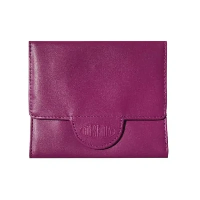 Image of Big Skinny Women&#039;s Trixie Leather Tri Fold Slim Wallet, Holds Up to 30 Cards, Plum Purple