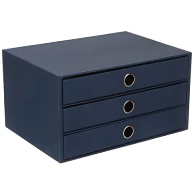 Image of Rössler SOHO 3 Drawer Filing Storage Box for A4 Navy Blue