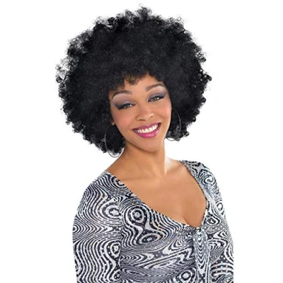 Image of Amscan 10237415 Oversized Black Afro Adult Wig