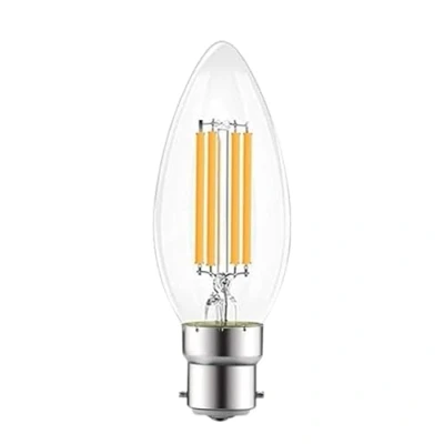 Image of VTAC B22 LED Candle Bulb Bayonet, Filament Bulb, C37 4W Edison Light Bulbs, 40W Incandescent Equivalent, Warm White 3000K, 470Lm, Ceiling Fittings Non Dimmable, Pack of 15