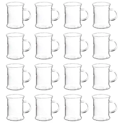 Image of Lucenté Set of 16 Smilla Glass Coffee Cups 330ml / 33cl 11 fl oz Durable Heat Resistant Borosilicate Dishwasher Safe Suitable for Domestic, Commercial and Catering Environments.