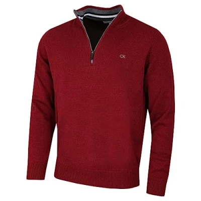 Image of Calvin Klein Mens 1/2 Zip CK Golf Sweater Burgundy Sport XXXXXL