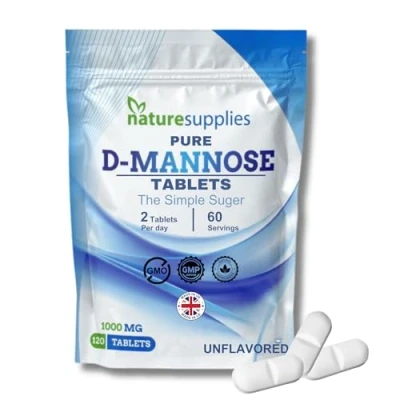 Image of D Mannose Tablets 1000mg 120 Pack Dmannose (Not Capsules or Powder) Suitable for Vegetarians and Vegans High Strength Supplement from Naturesupplies