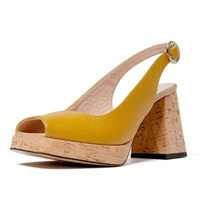 Image of L37 HANDMADE SHOES Women&#039;s Higher Power Platform, Yellow, 3 UK