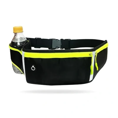 Image of Running Belt,Lightweight Belt for Women Men,with Headphone Port and Adjustable Elastic Strap,That Fit All Phone Waist Sizes,for Cycling/Running/Training/Walking/Outdoor sport (Black)