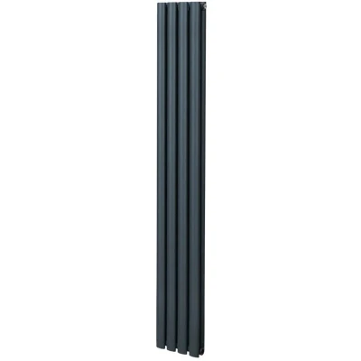 Image of Oval Column Radiator 1800mm x 240mm Modern Designer Double Panel Central Heating Heater Matt Anthracite Grey Carbon Steel Vertical Kitchen Living Room FREE Cleaning Brush Fixing Kit &amp; Brackets