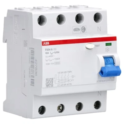 Image of ABB F204A 63/0.03 4 Pole Residual Current devices RCD, 63 Amp Current, 30mA (2CSF204101R1630)