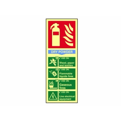 Image of Scan SCA1593 Self adhesive PVC sign Fire extinguisher composite Dry powder Photoluminescent 75 x 200mm