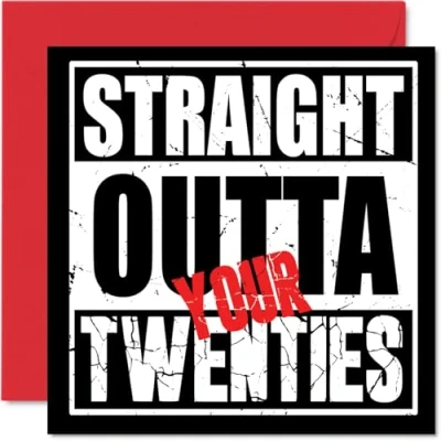Image of Funny 30th Birthday Cards for Men Women Straight Outta Your Twenties Happy Card Brother Sister Friend Colleague Son Daughter, 145mm x Joke Humour Banter Bday Greeting