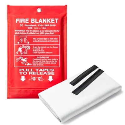 Image of BMLIMITED BML Fire Blanket 1m x 1m, Large Soft Case, Quick Unfolding with Loops, Safety for Home Kitchen Caravan Car (1)